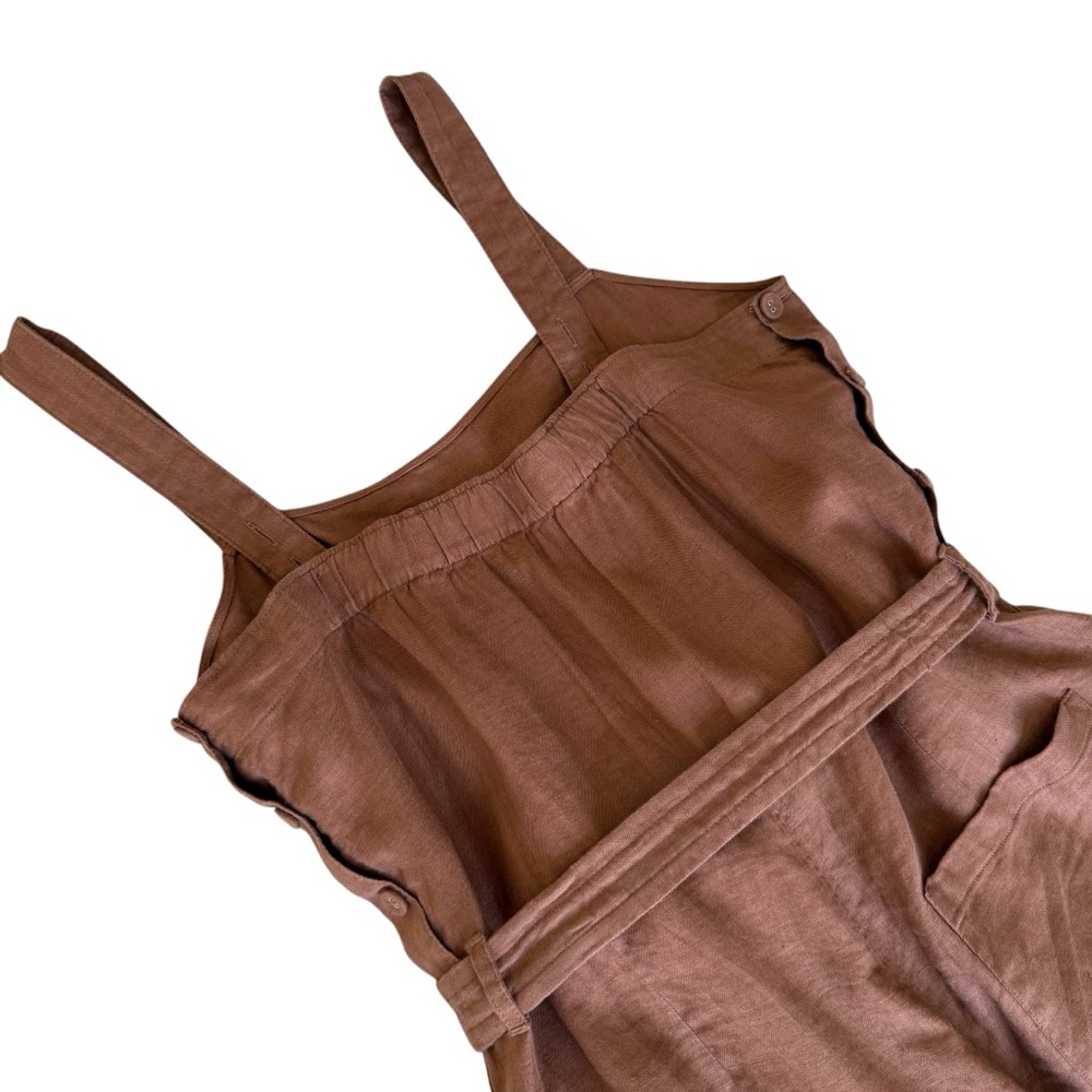 Everlane Linen Side Button Jumpsuit Brown Sz 6 - Picture 7 of 11